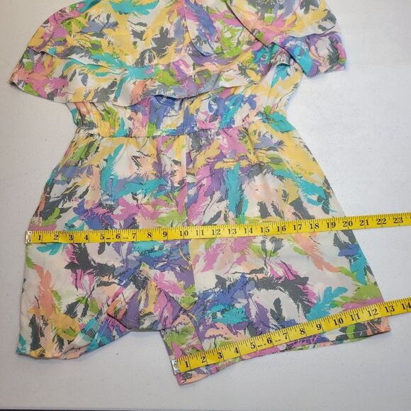 R 89 Silk Colorful Sleeveless Teired Flounce Shorts Romper - Picture 12 of 15